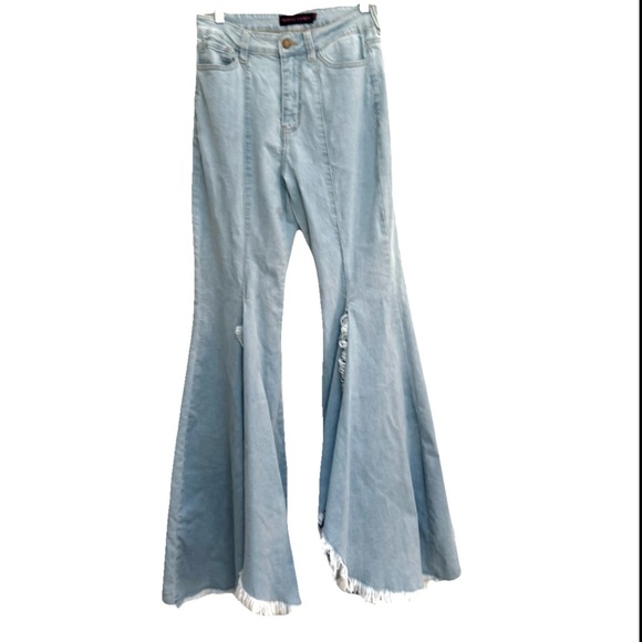 Purple Candy Jeans Women’s size M High rise Bell Flare Distressed - Picture 1 of 16